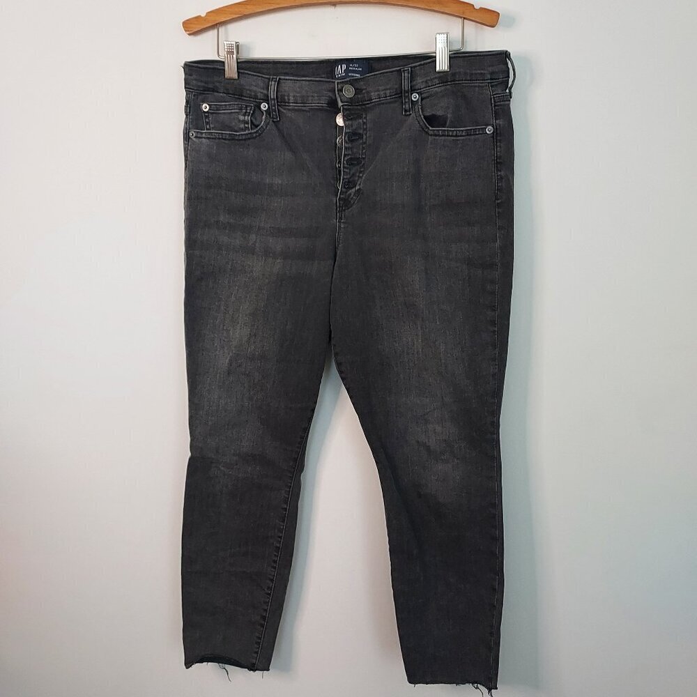 Gap Button Fly Washed Black Denim Leggings Size 14/32